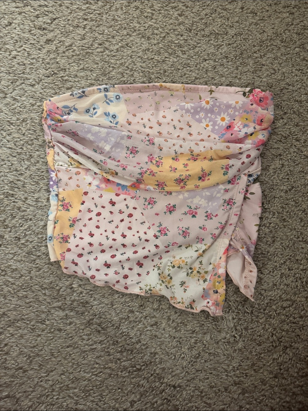 Floral Patchwork Tube Top - Pastel Pink Mix